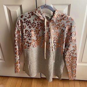 Honeyme rose gold leopard print hoodie